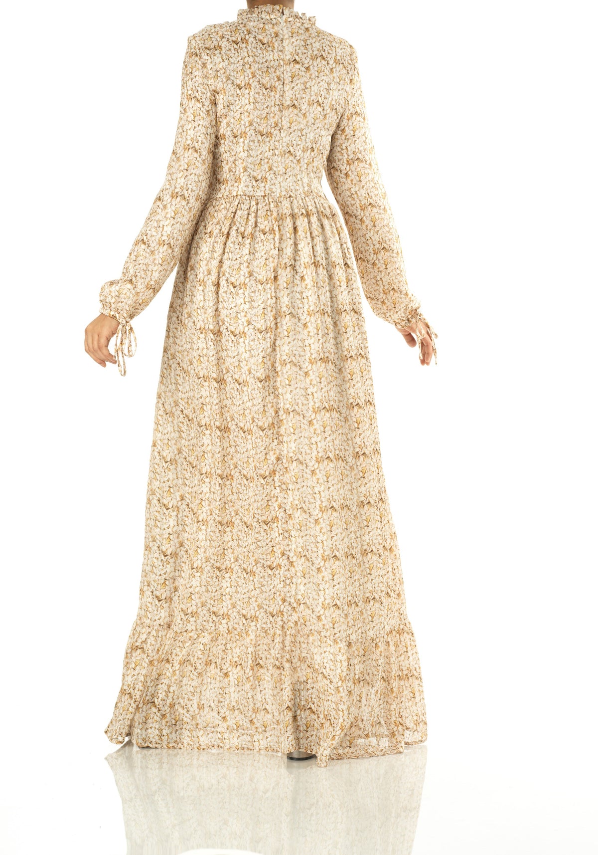 Jasmine petals Print Mock Neck Maxi dress Kabayare