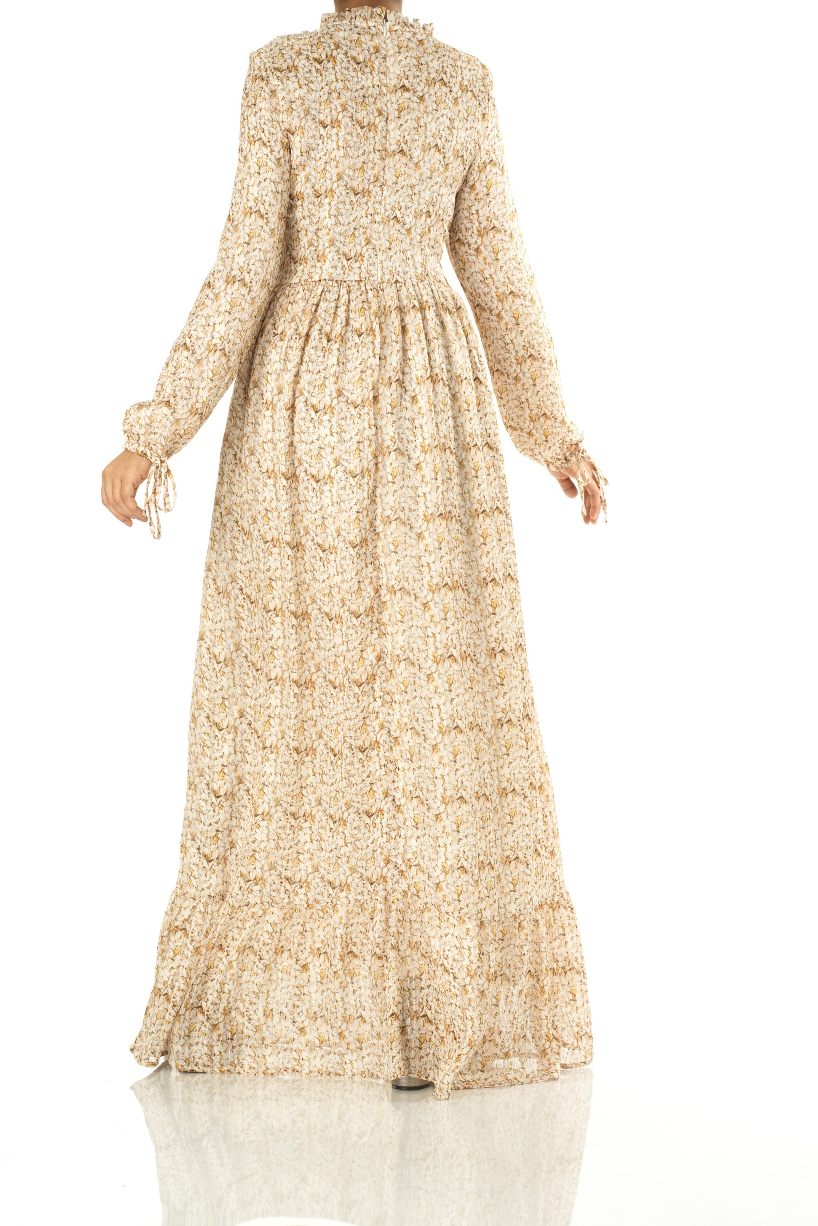 Jasmine petals Print Mock Neck Maxi dress Kabayare