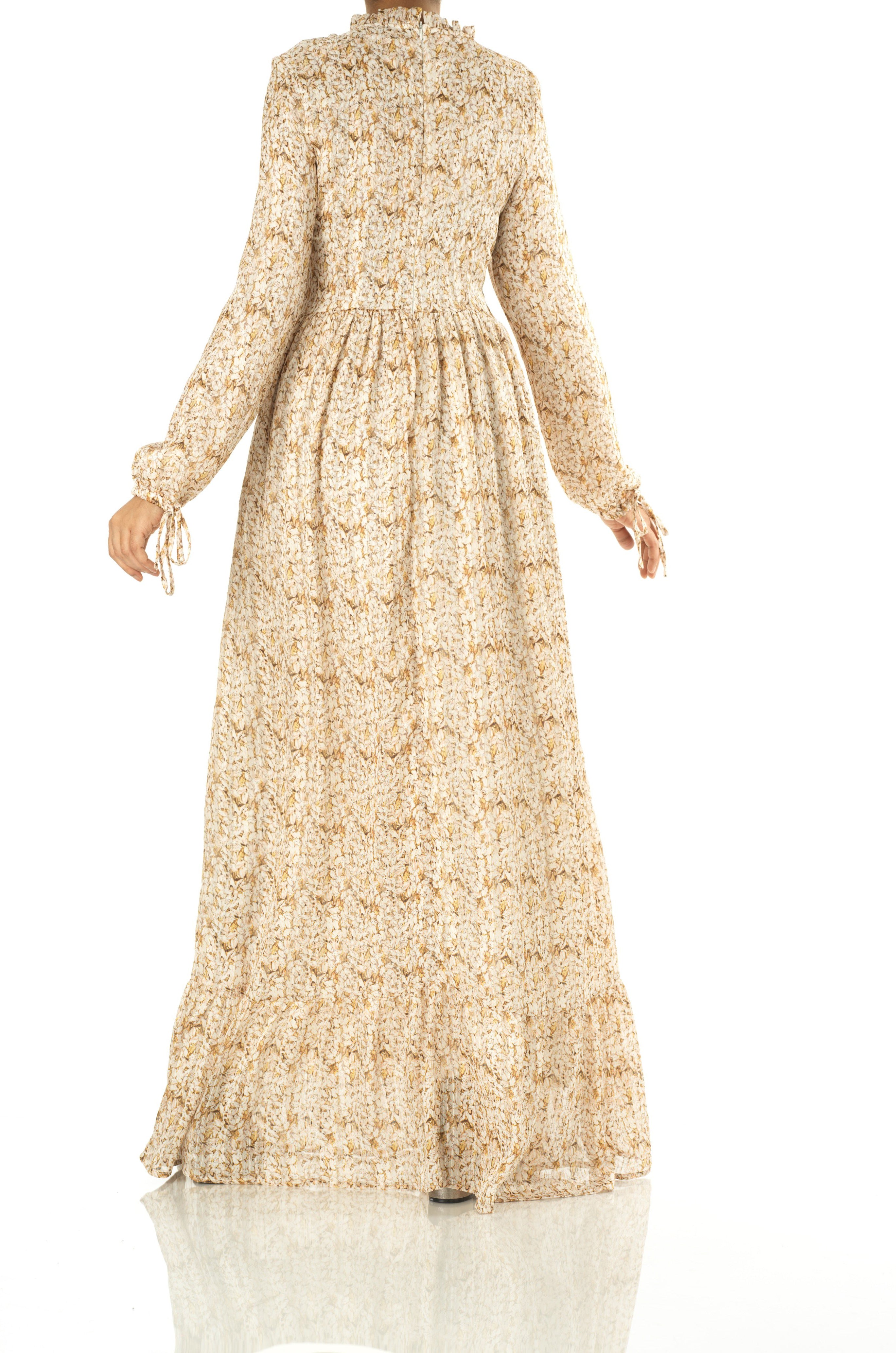 Jasmine petals Print Mock Neck Maxi dress Kabayare