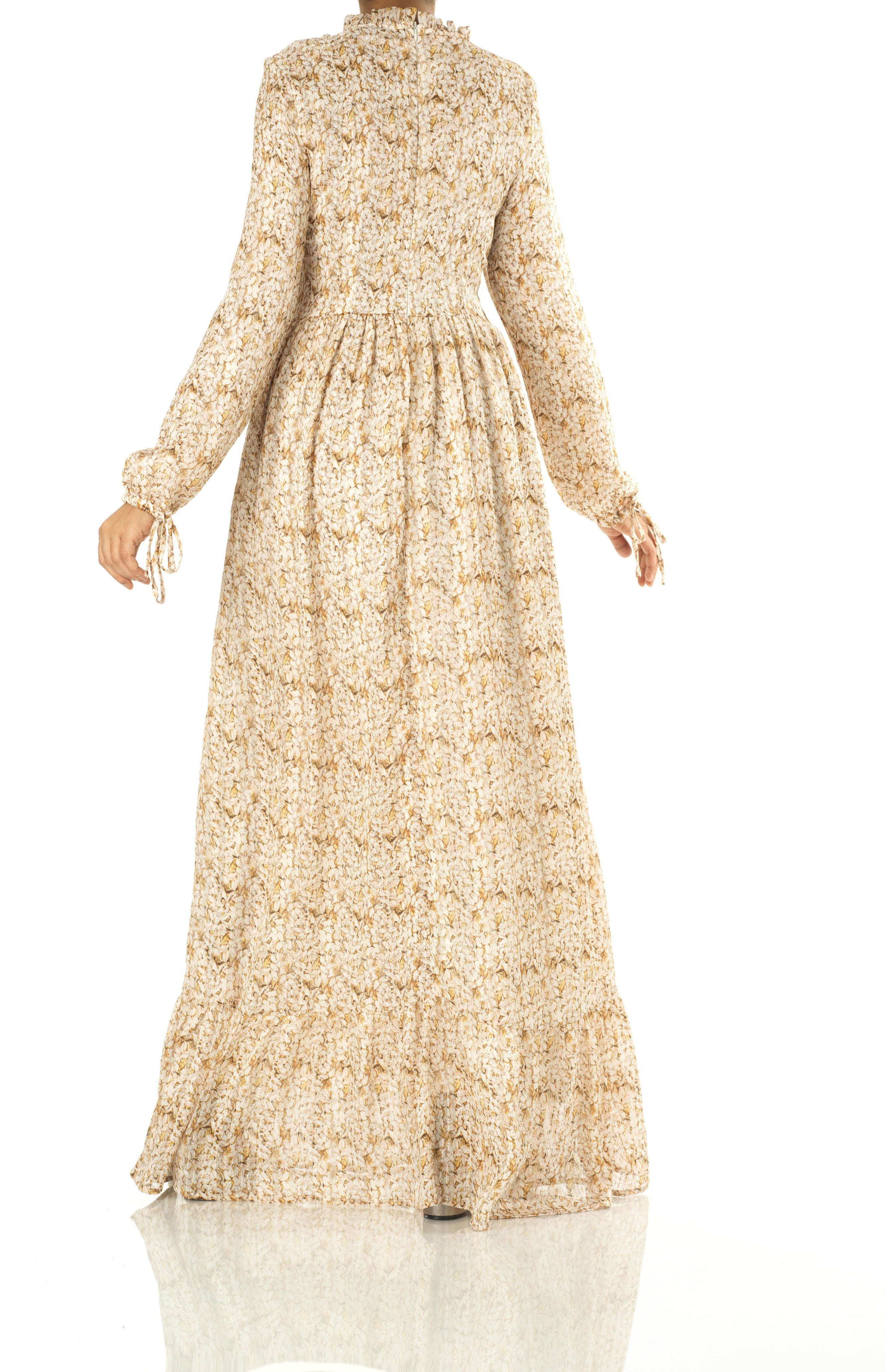 Jasmine petals Print Mock Neck Maxi dress Kabayare