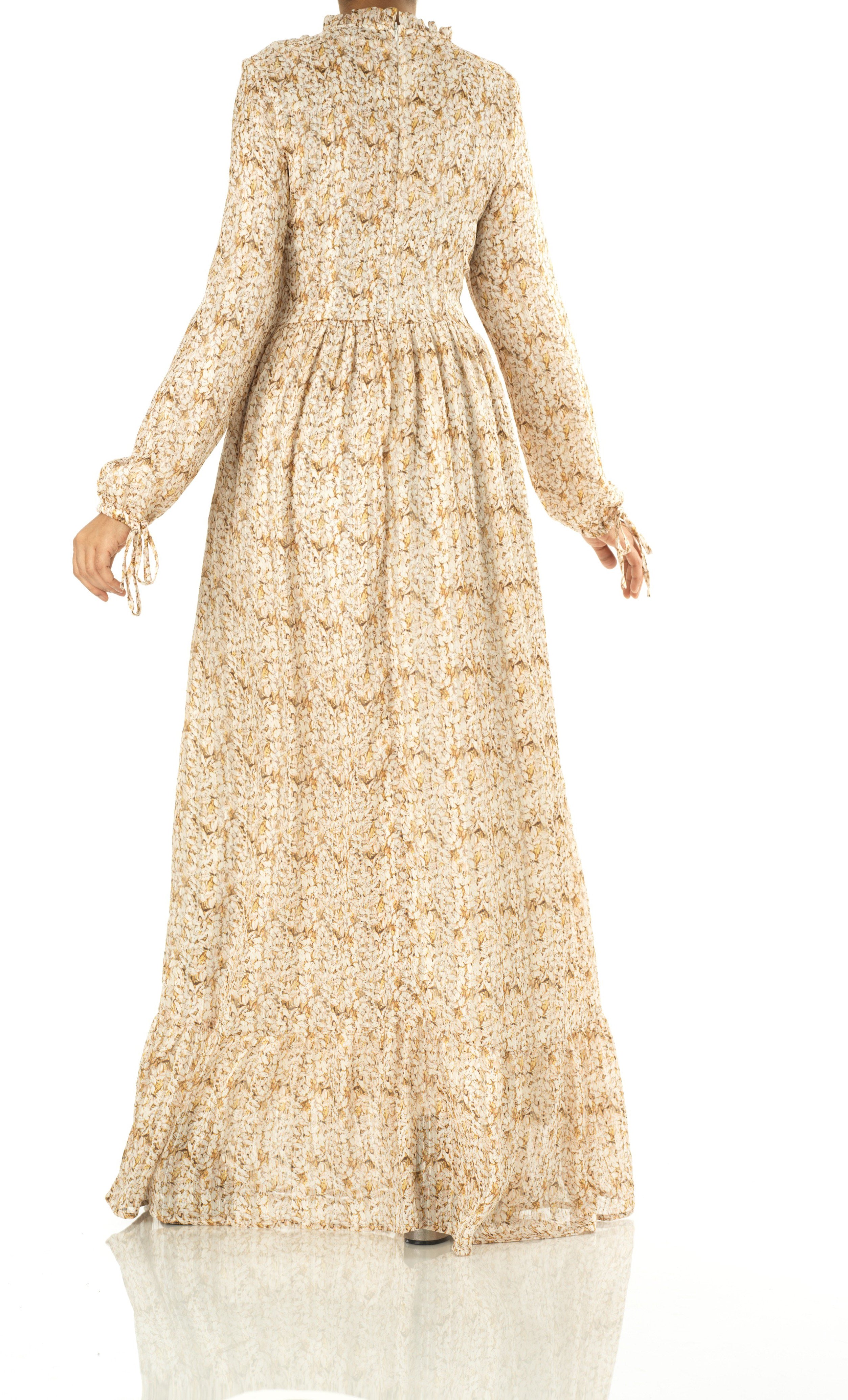 Jasmine petals Print Mock Neck Maxi dress Kabayare