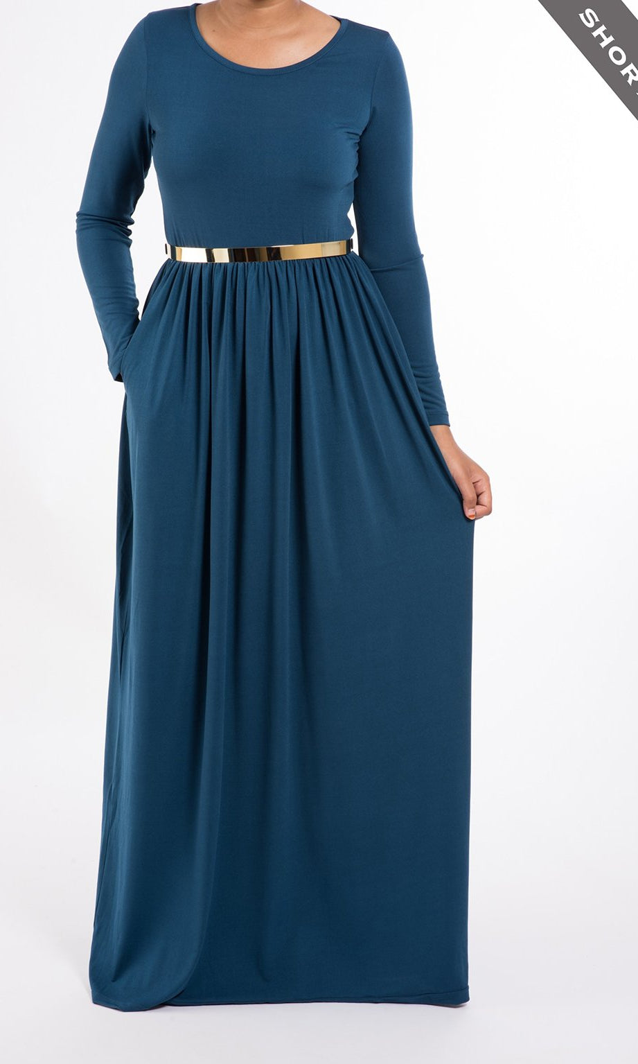 Jazz blue Milk Silk Maxi Dress (SHORT) Kabayare