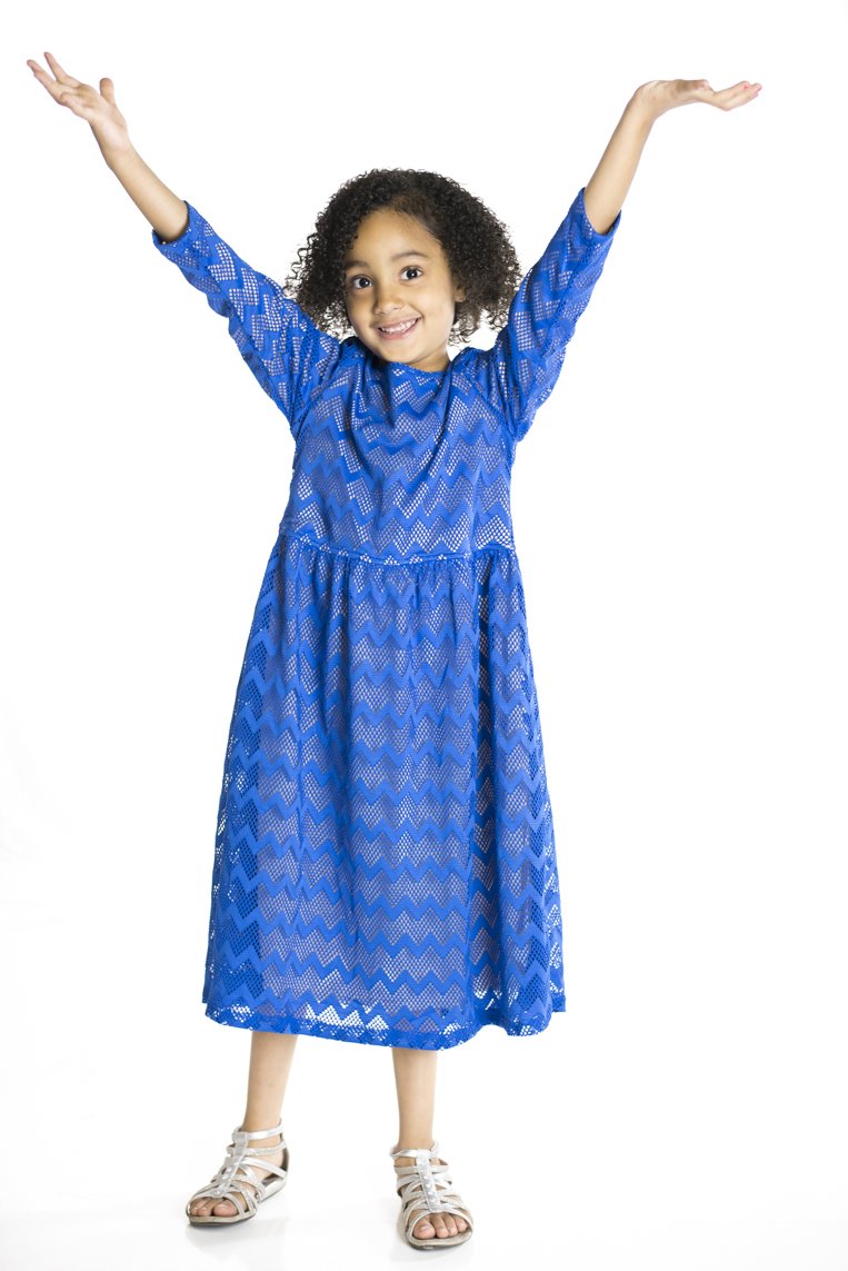 Kids Blue chevron lace Kabayare