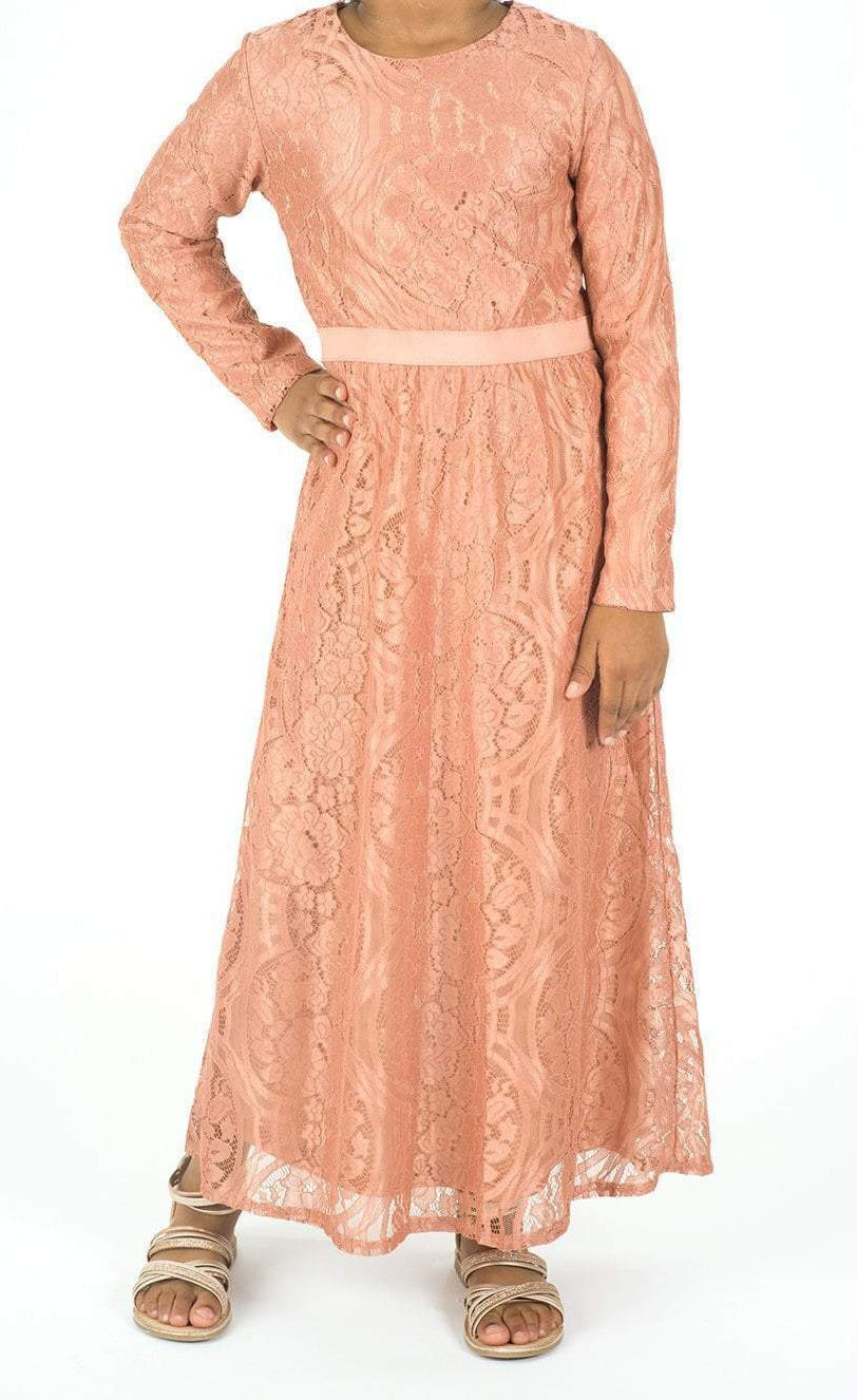 Kids Blush Lace Floral Fit and Flare Dress Kabayare