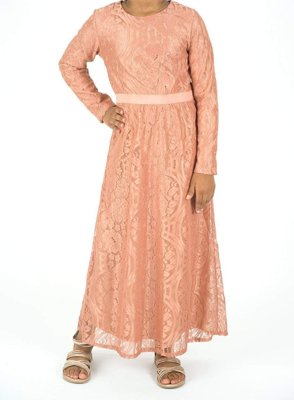 Kids Blush Lace Floral Fit and Flare Dress Kabayare