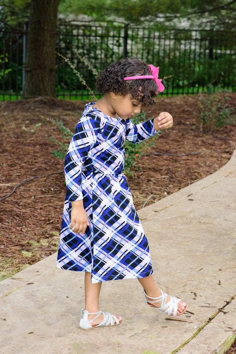 Kids Purple Plaid dress Kabayare