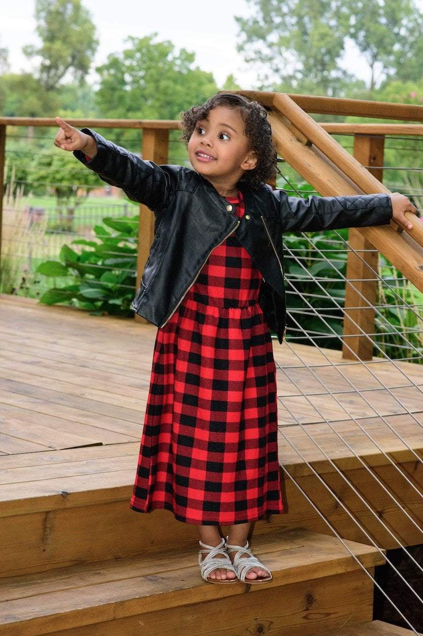 Kids Red Plaid dress Kabayare
