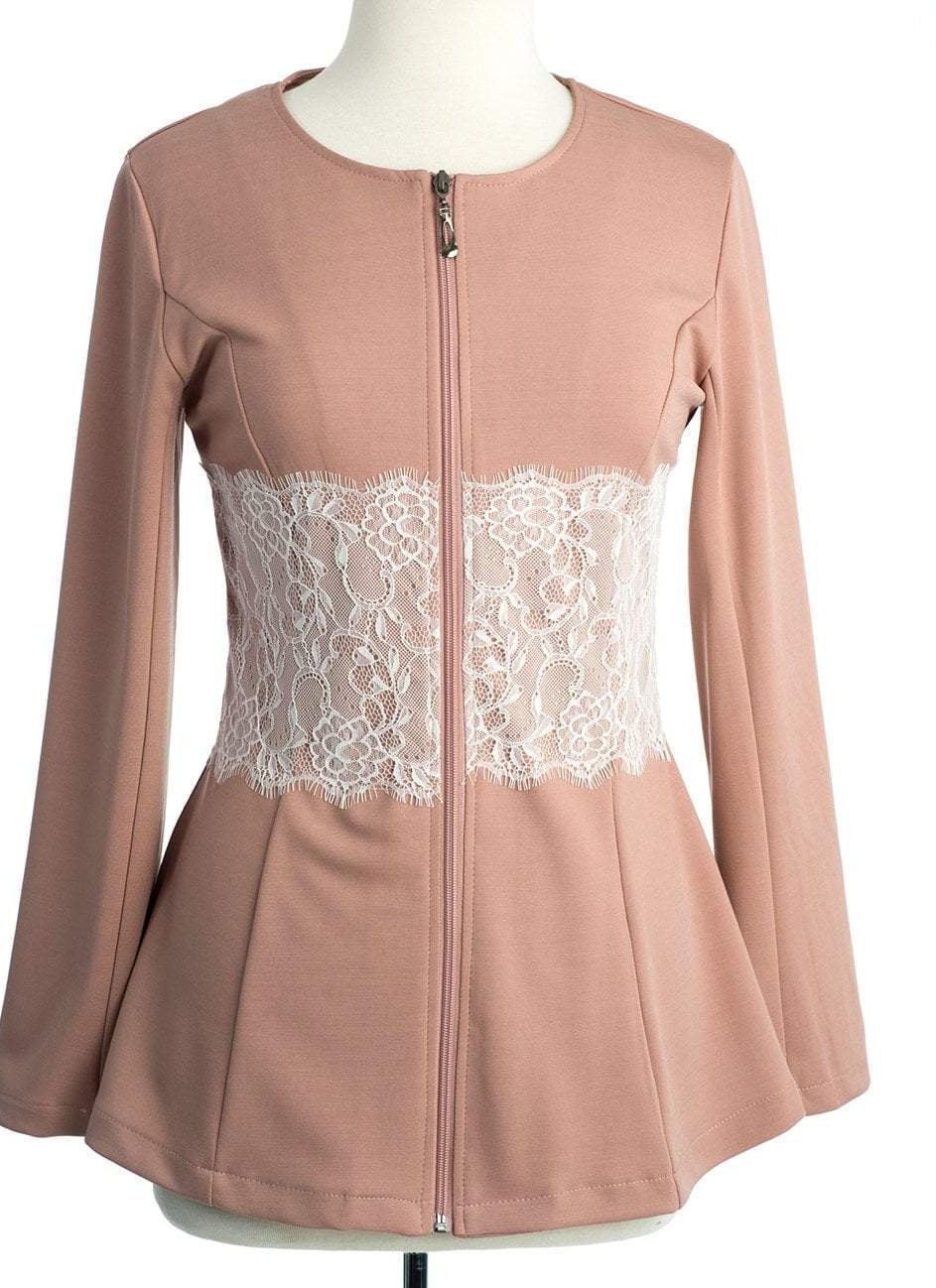 Lace Detail zipper Jacket Kabayare