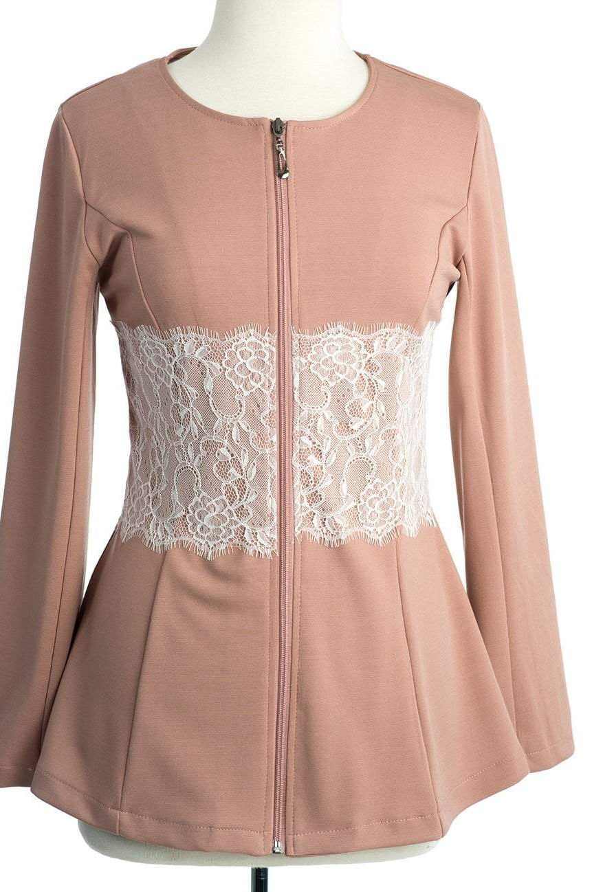 Lace Detail zipper Jacket Kabayare