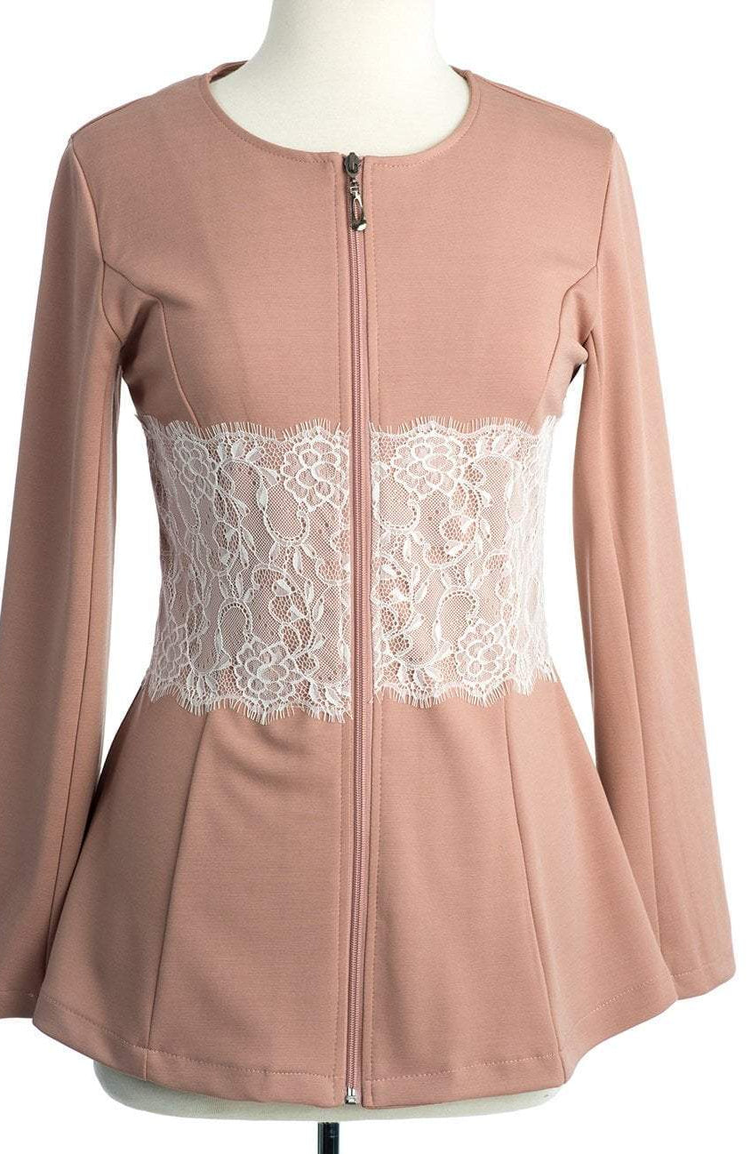 Lace Detail zipper Jacket Kabayare