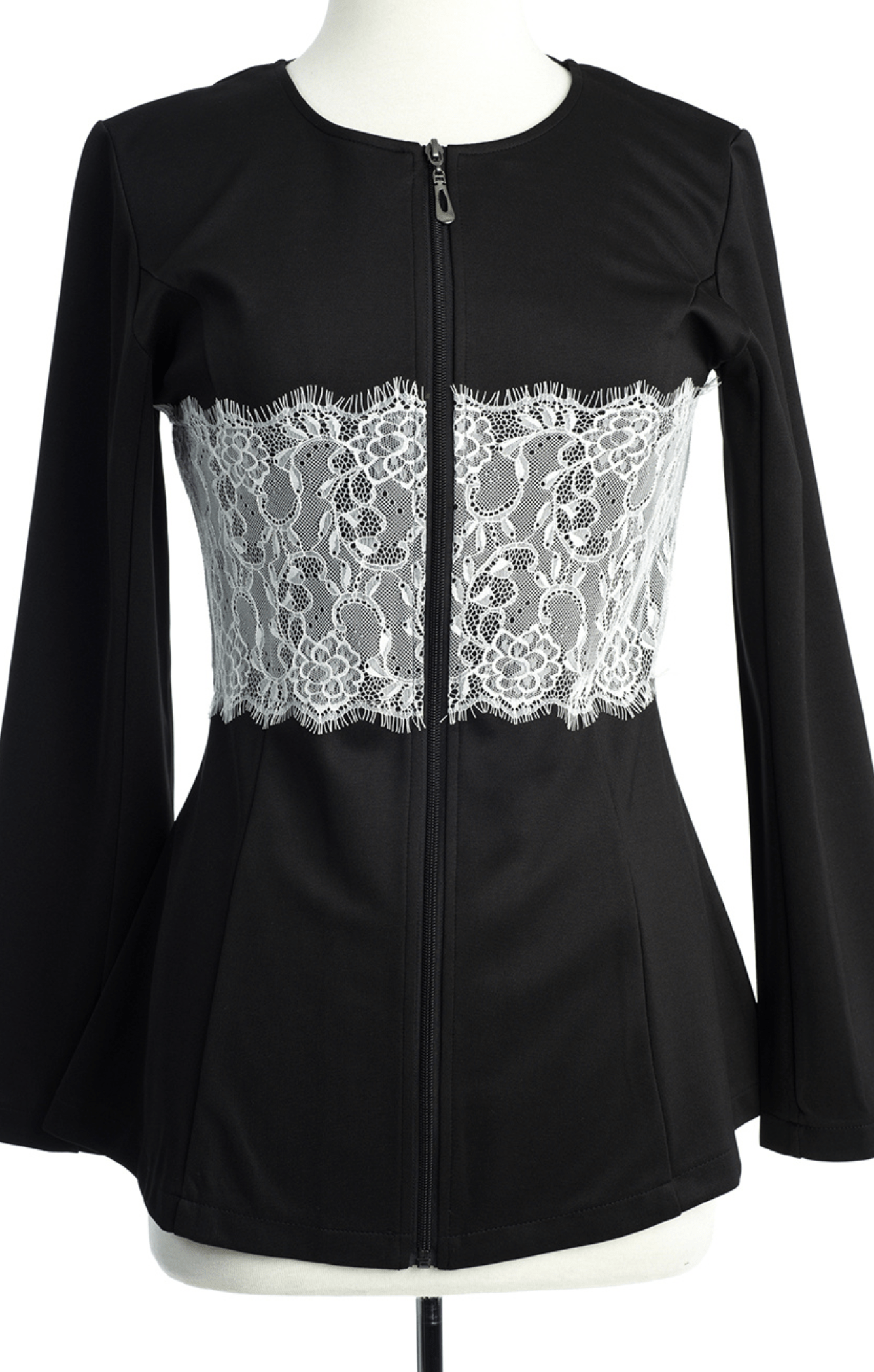 Lace Detail zipper Jacket Kabayare