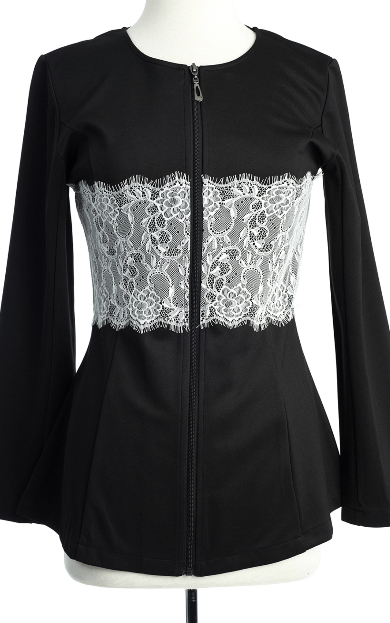 Lace Detail zipper Jacket Kabayare