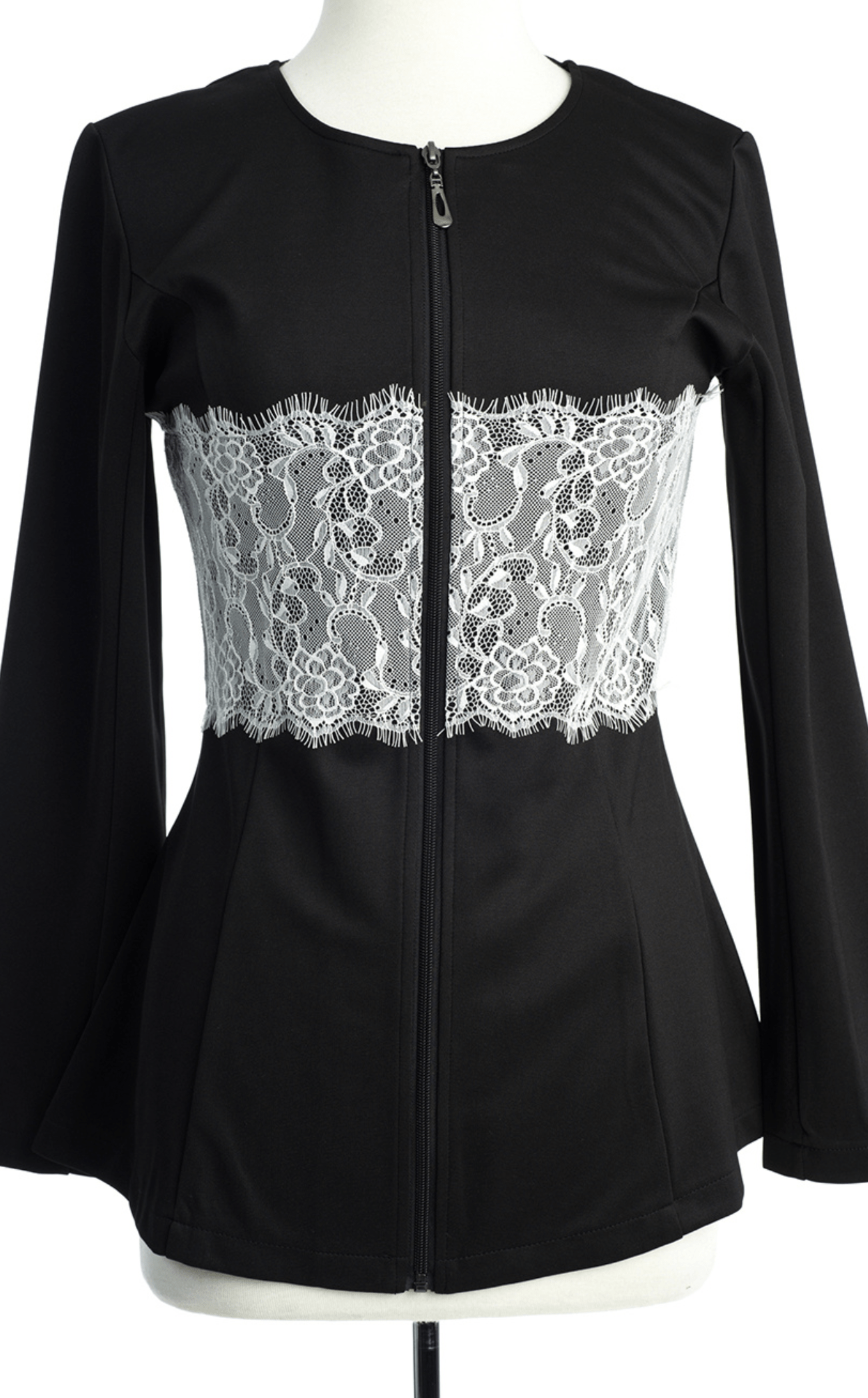 Lace Detail zipper Jacket Kabayare