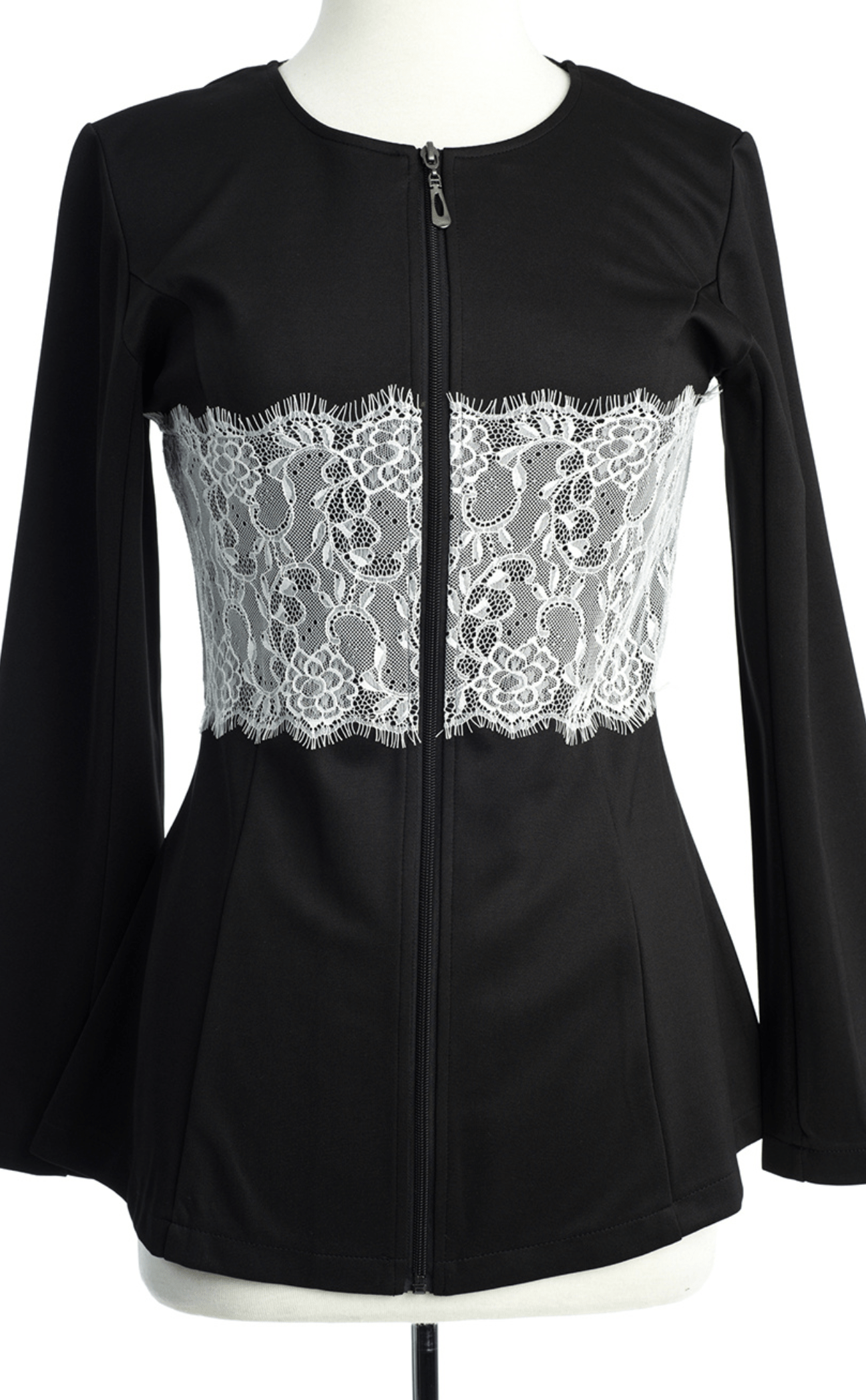 Lace Detail zipper Jacket Kabayare