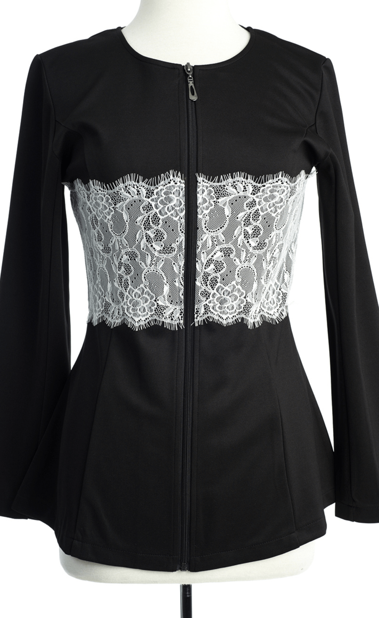 Lace Detail zipper Jacket Kabayare