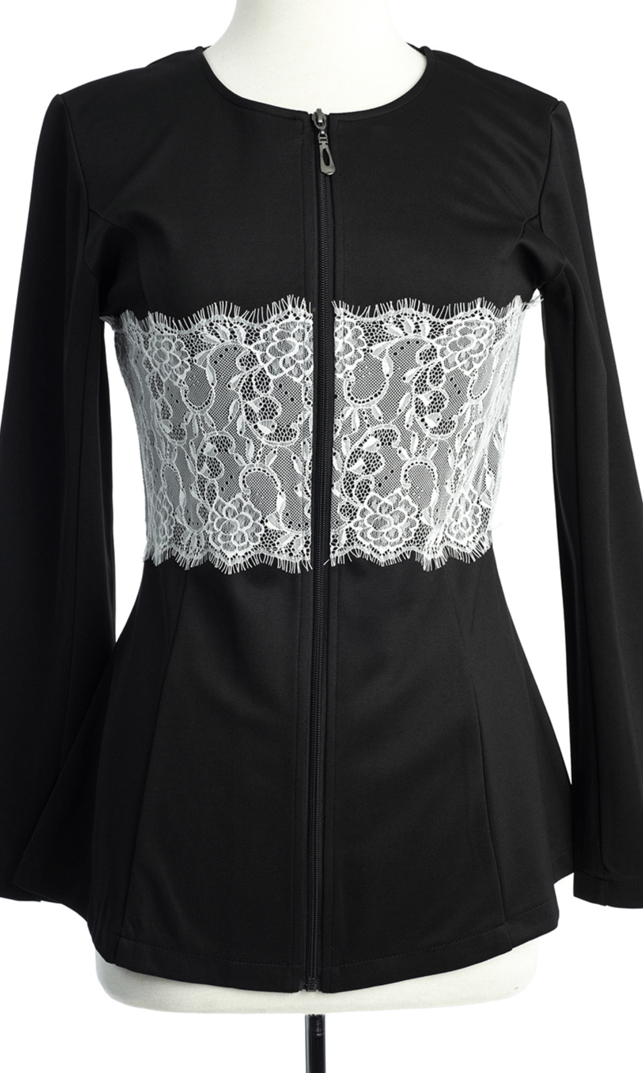 Lace Detail zipper Jacket Kabayare