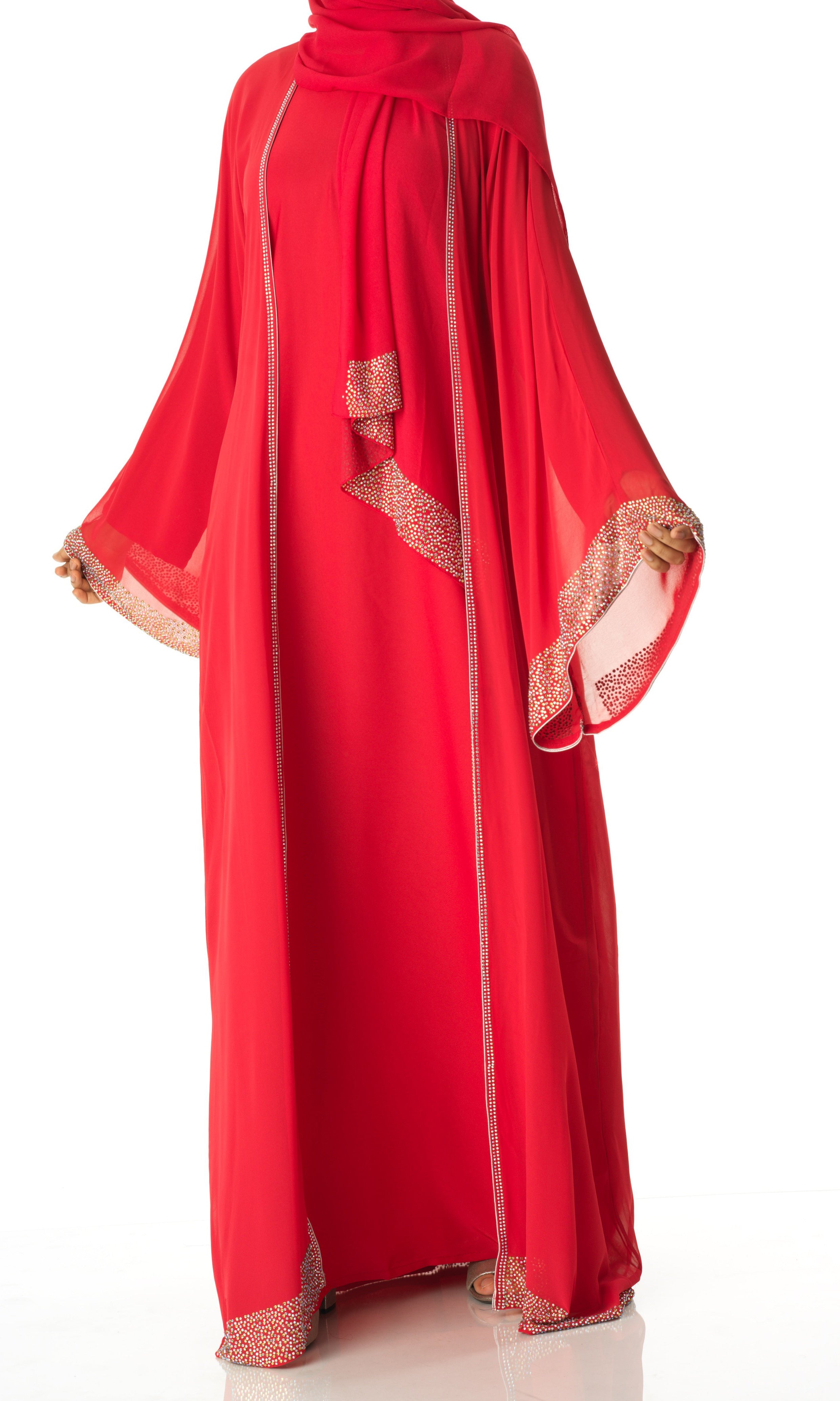 Lady in red abaya set Kabayare (6820068688050)