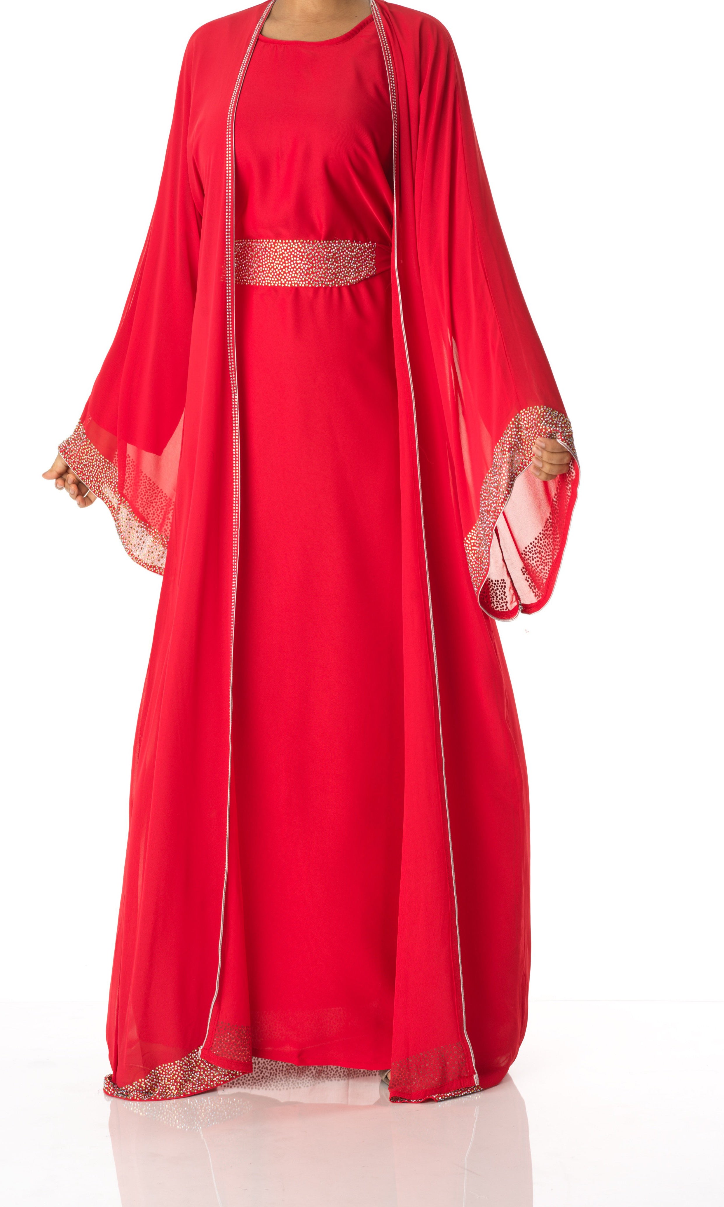 Lady in red abaya set Kabayare (6820068688050)
