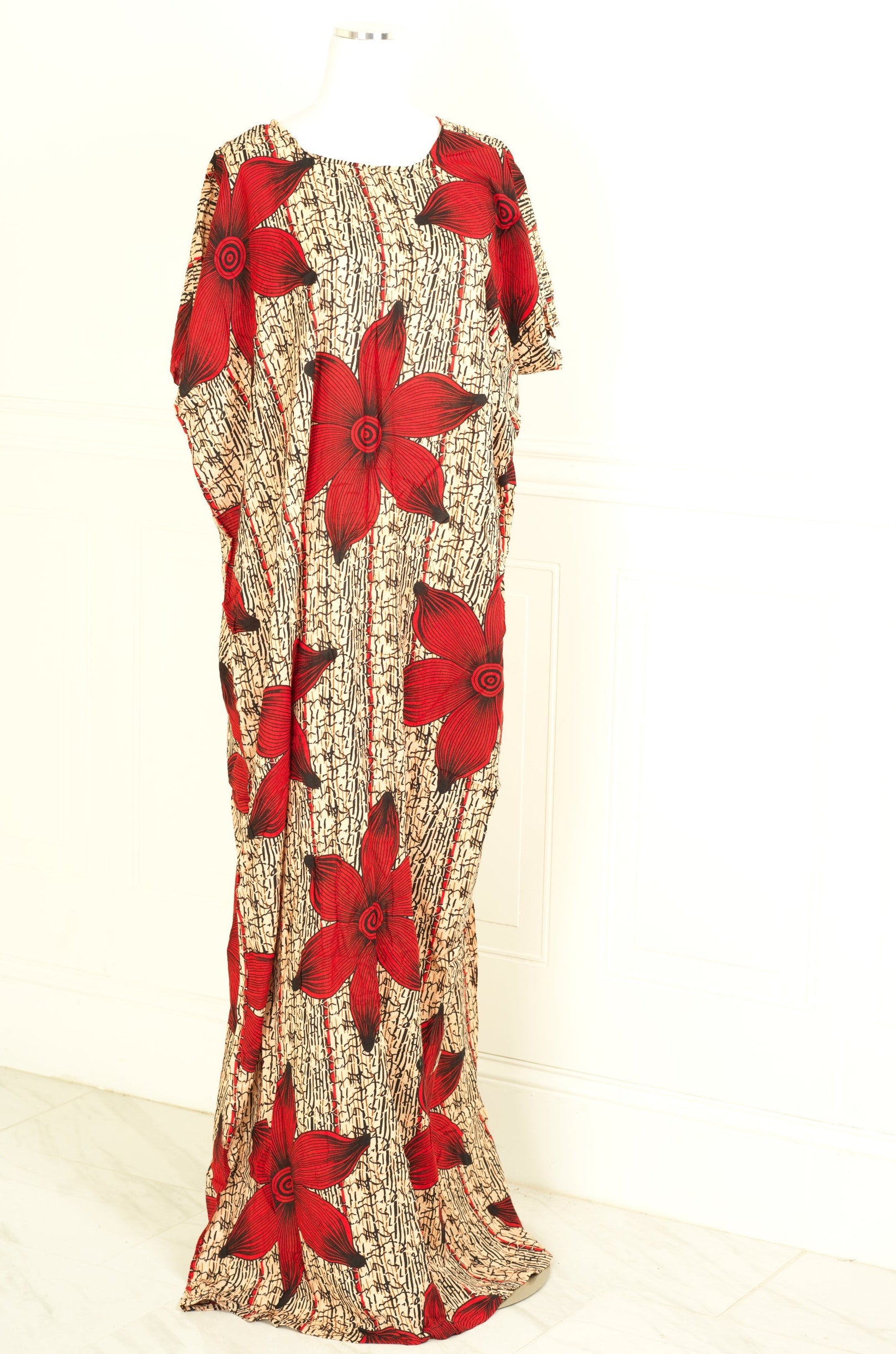large red floral print bati dress KF