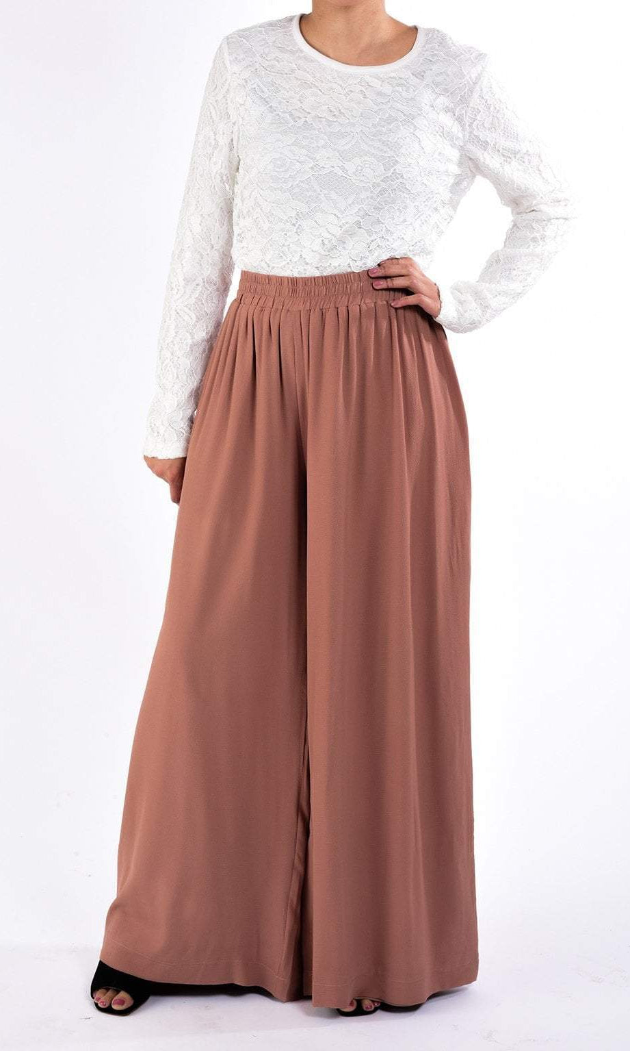 Latte-brown Wide-Leg Pants Kabayare