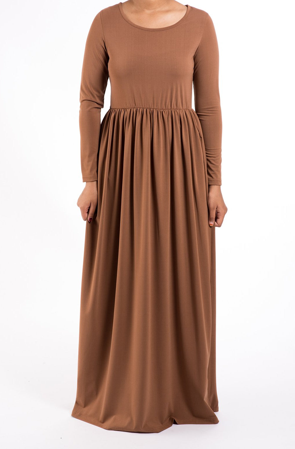 latte Milk Silk Maxi Dress / Pockets Kabayare
