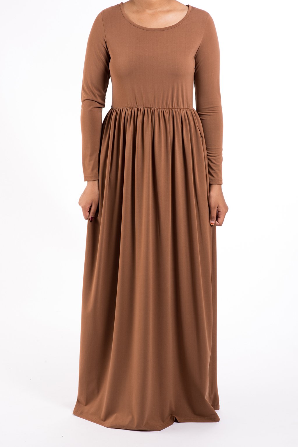 latte Milk Silk Maxi Dress / Pockets Kabayare