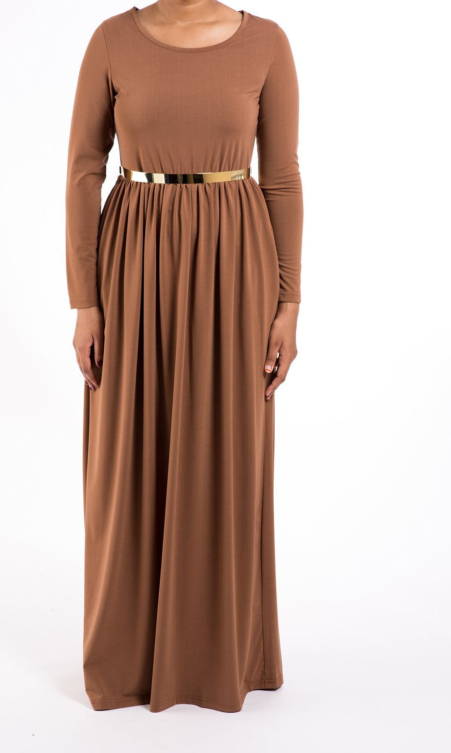 latte Milk Silk Maxi Dress / Pockets Kabayare