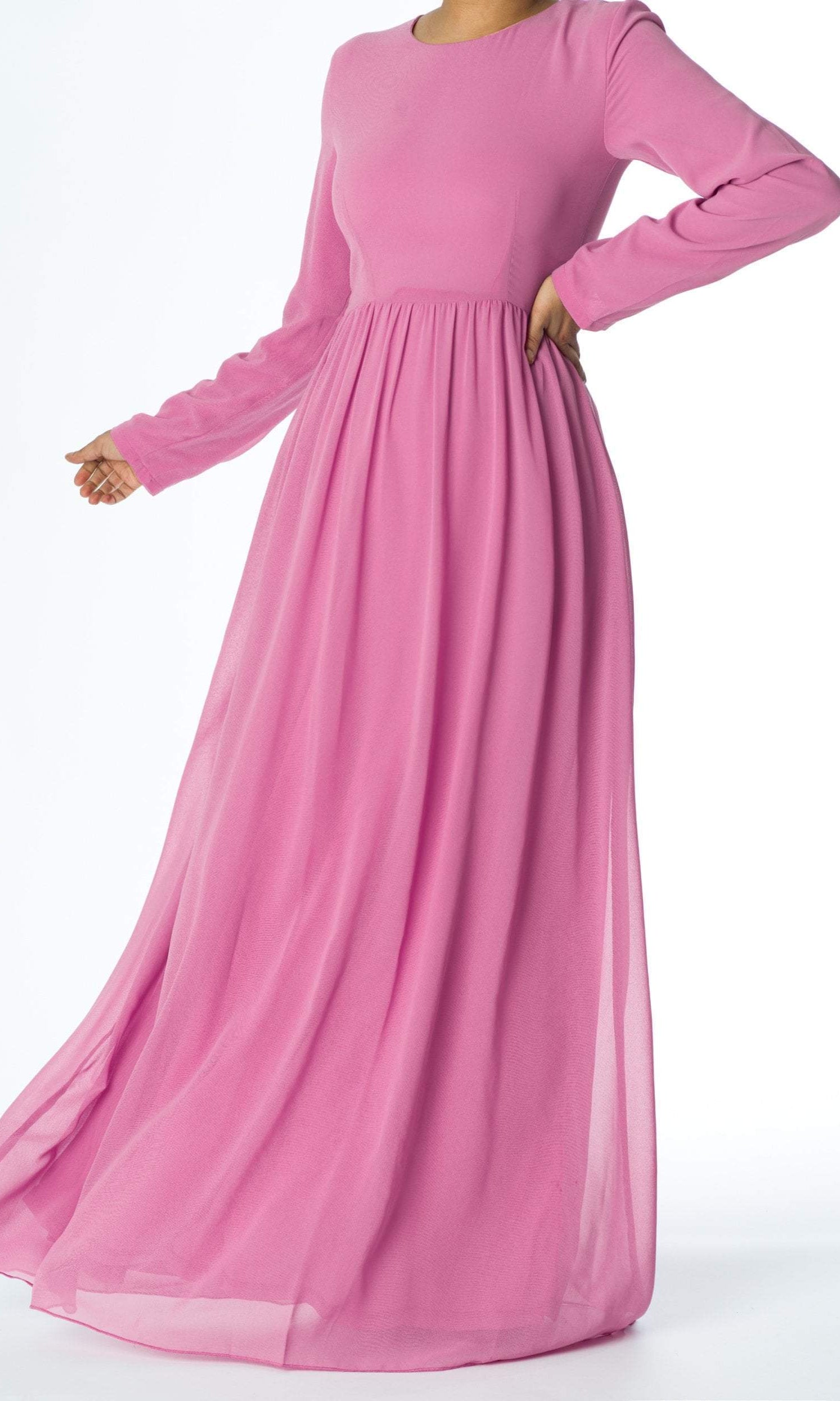Lavender Pink Modern Chiffon Maxi dress Kabayare