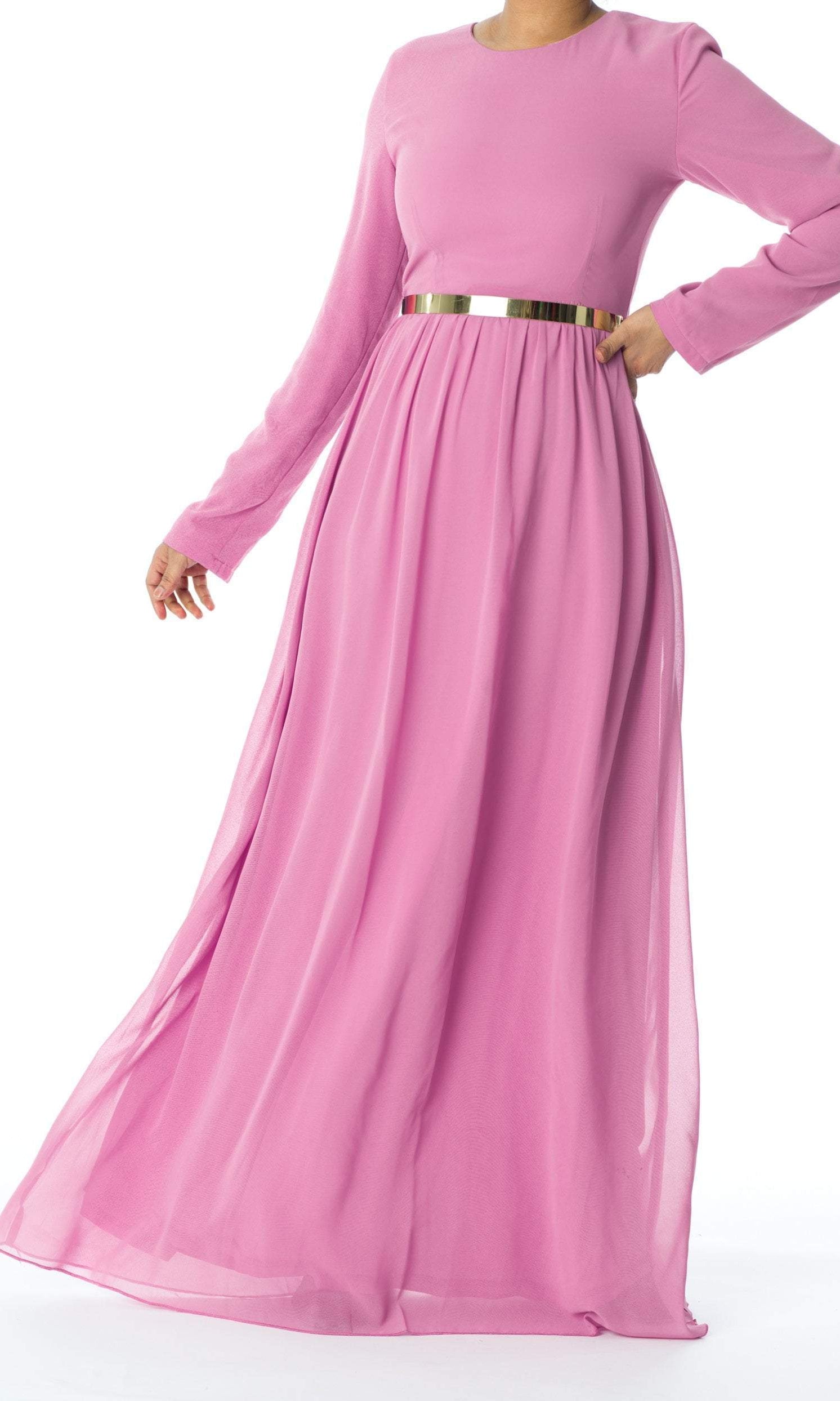 Lavender Pink Modern Chiffon Maxi dress Kabayare