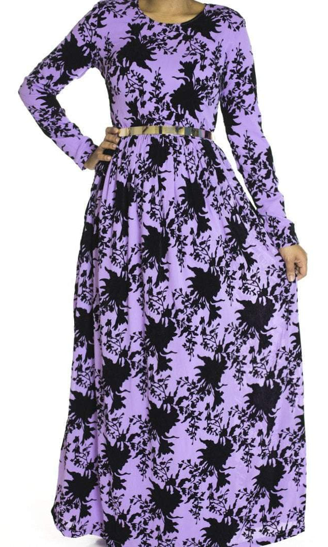 Lavender velvet burnout dress Kabayare
