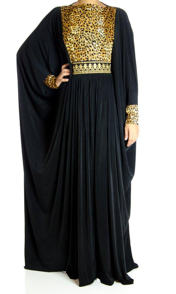 Leopard Butterfly Jersey Abaya Kabayare