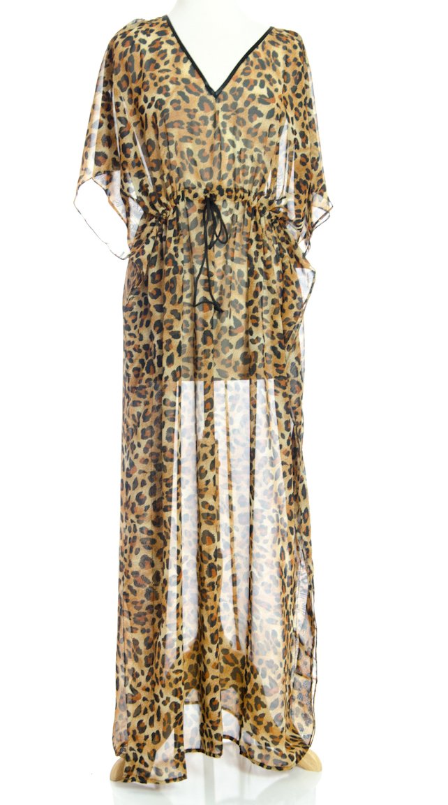 Leopard Kimono Maxi Dress Kabayare