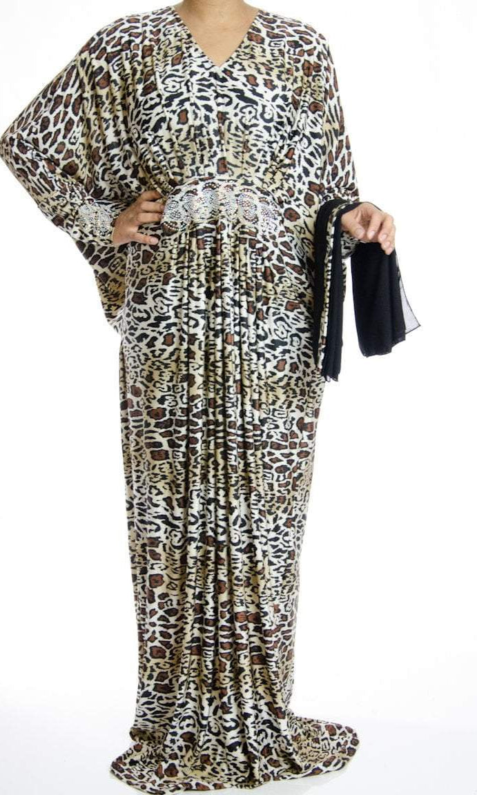 Leopardis Butterfly Jersey Abaya Kabayare