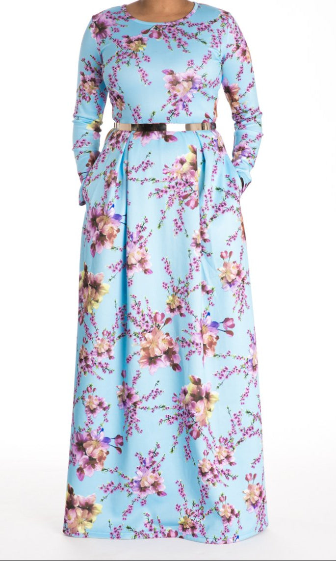 Light Blue Cherry Blossim DRESS Kabayare