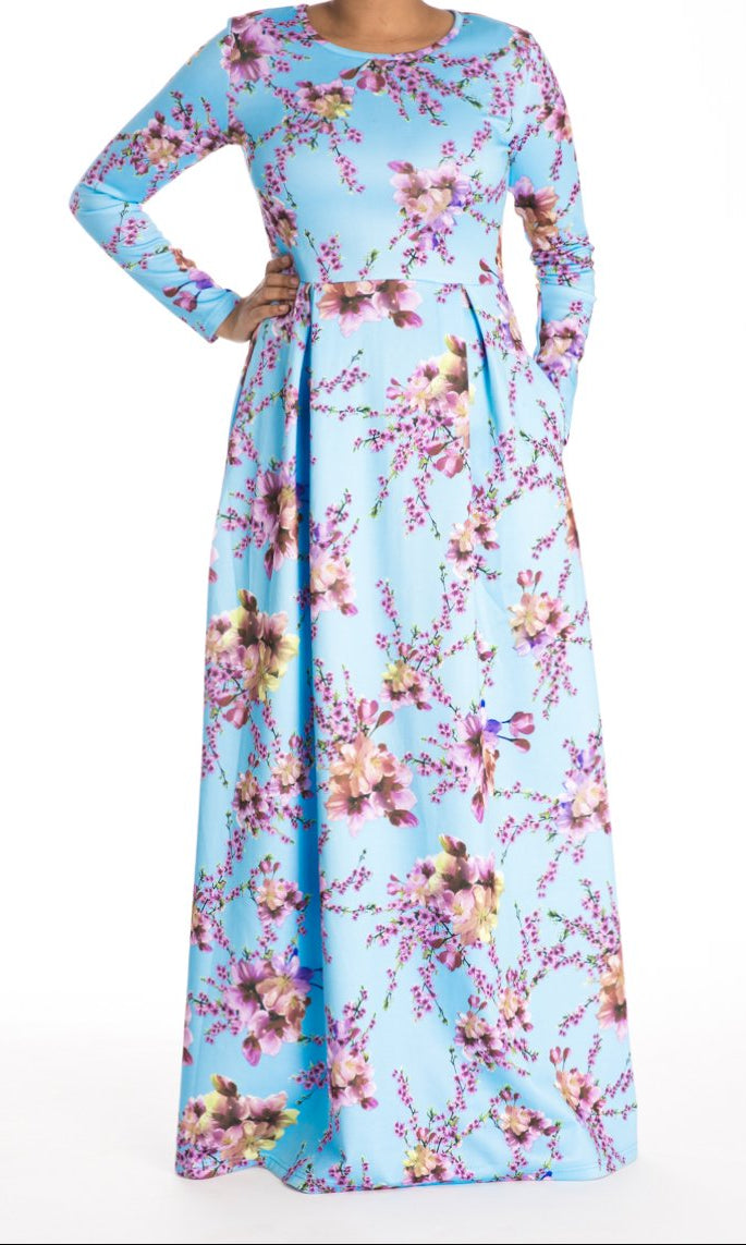 Light Blue Cherry Blossim DRESS Kabayare