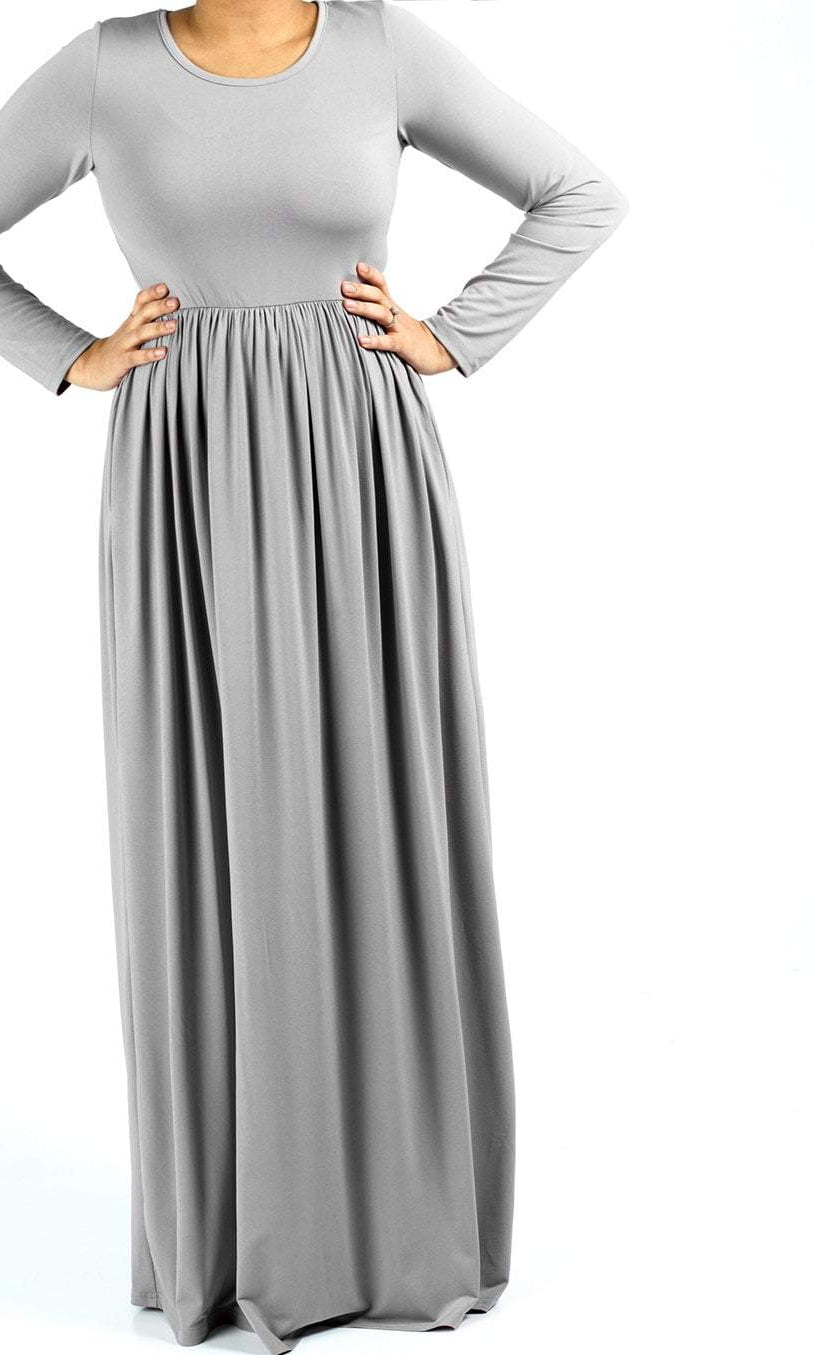 Light Gray Milk silk Maxi dress (SOFT) Kabayare