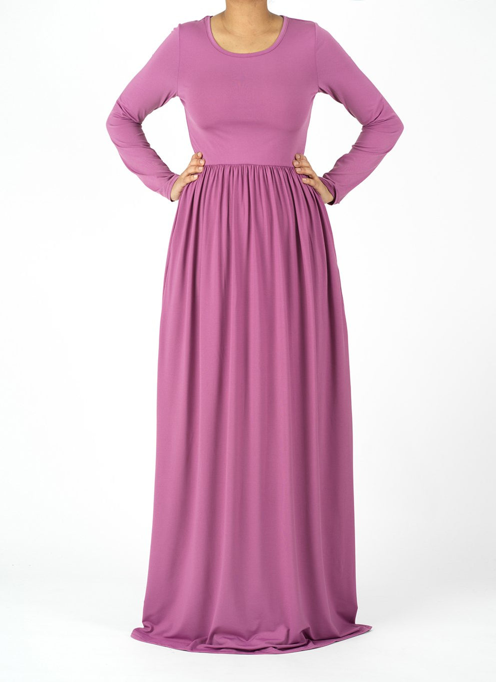 Lilac Dusty rose Milk Silk Maxi Dress / Pockets Kabayare