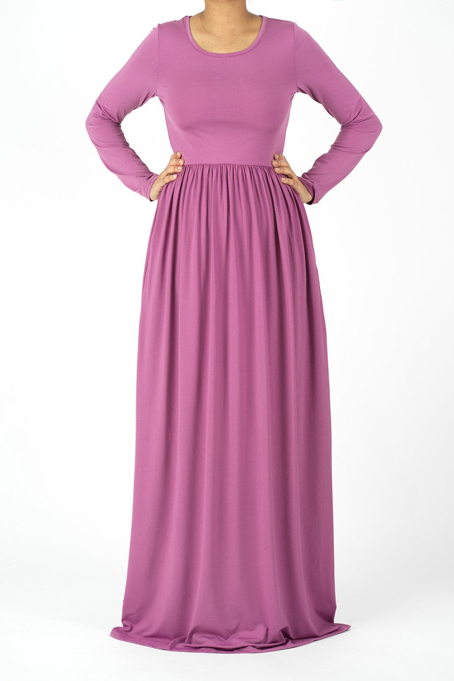 Lilac Dusty rose Milk Silk Maxi Dress / Pockets Kabayare