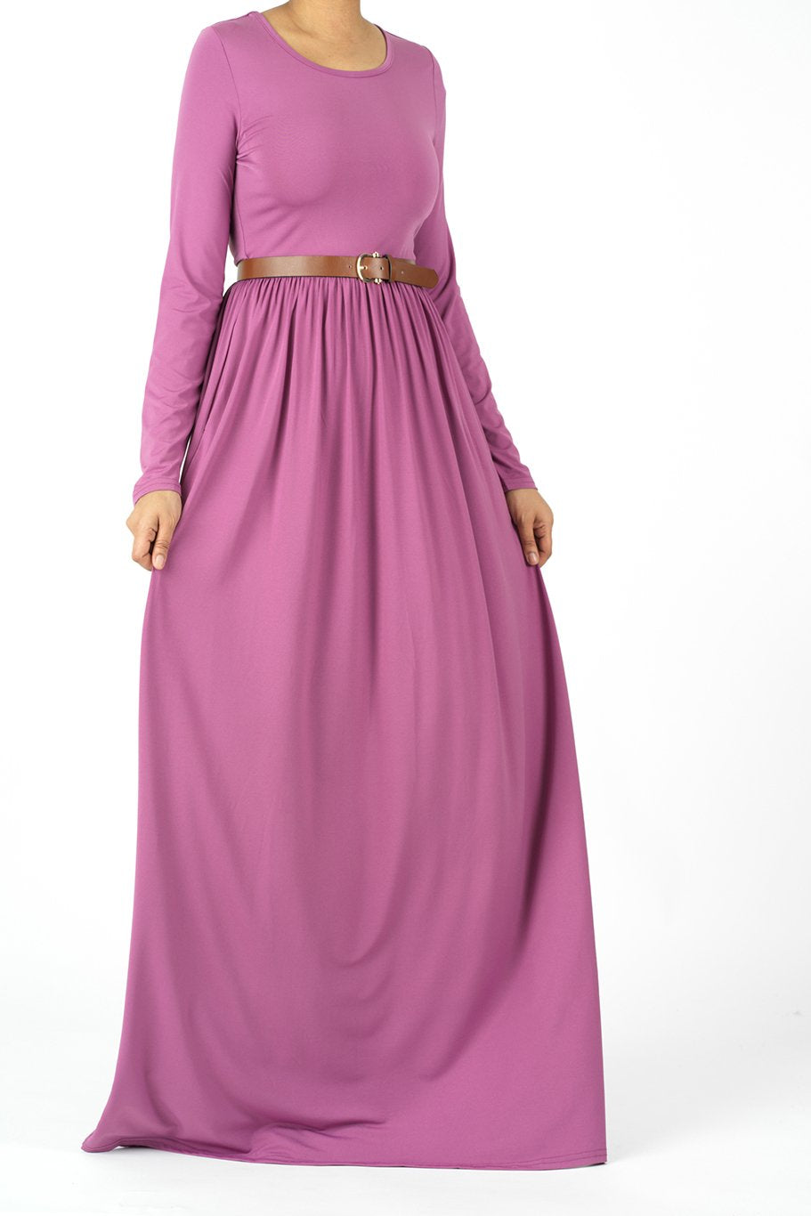 Lilac Dusty rose Milk Silk Maxi Dress / Pockets Kabayare