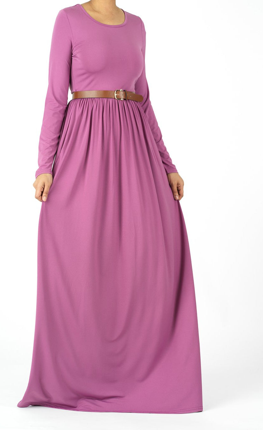 Lilac Dusty rose Milk Silk Maxi Dress / Pockets Kabayare