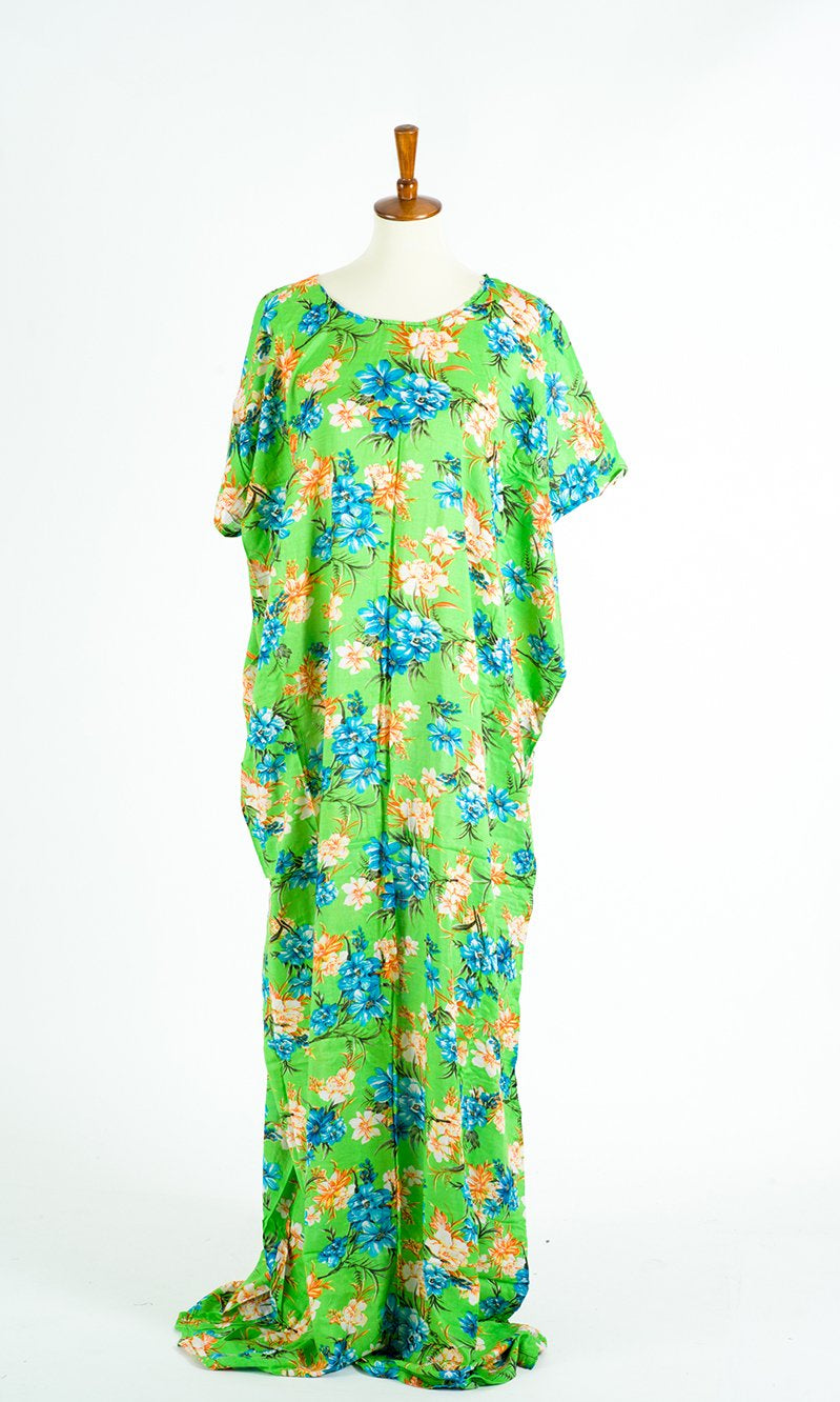 Lime and blue floral Bati Dress Kabayare