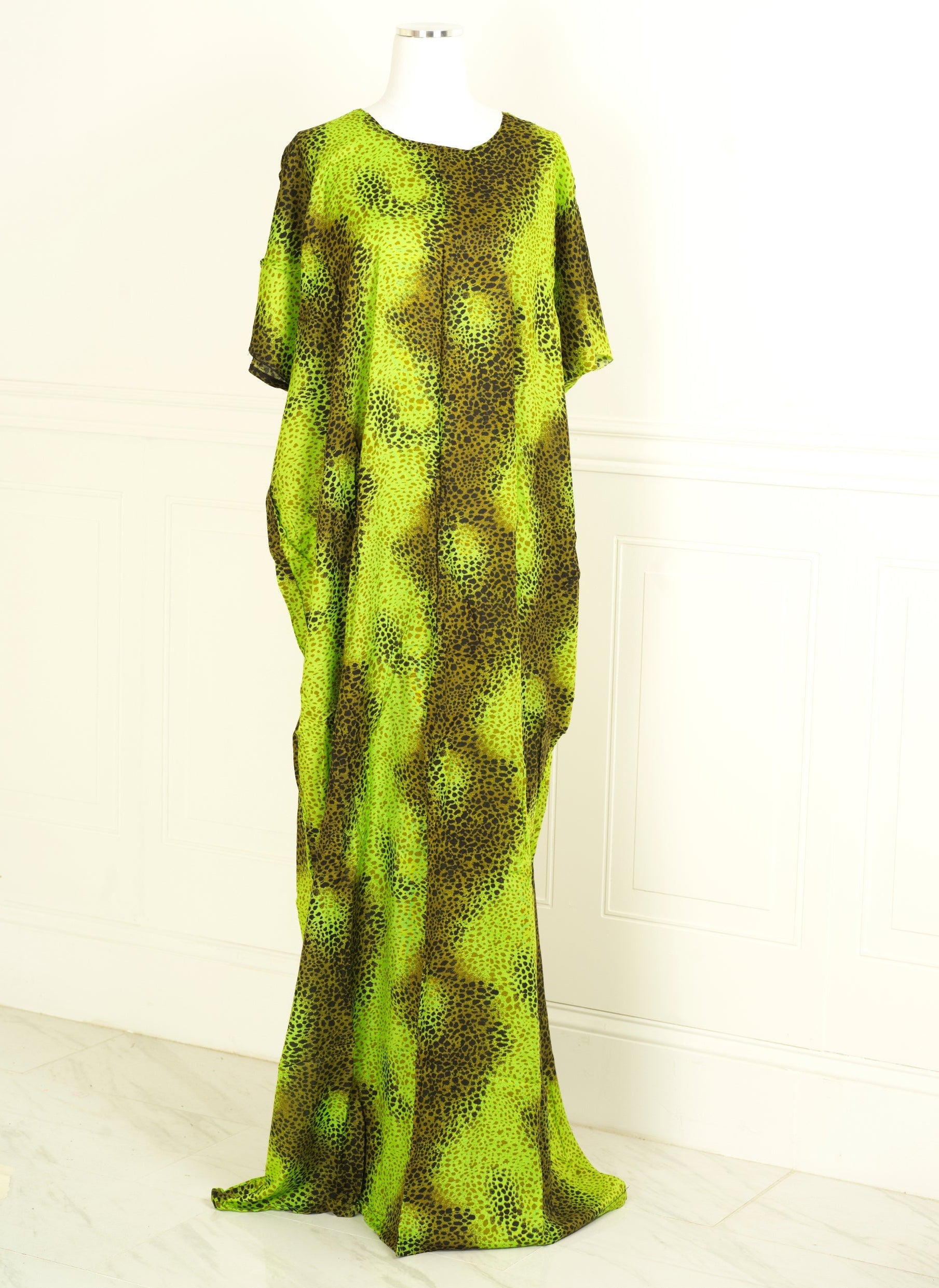 Lime cheetah print bati dress KF