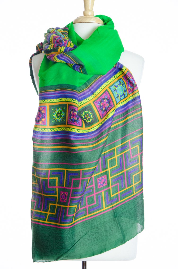 Lime geometric Scarf Kabayare