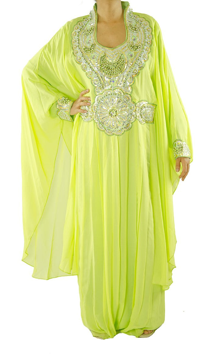 Lime Green Fancy Jilabiya Kabayare