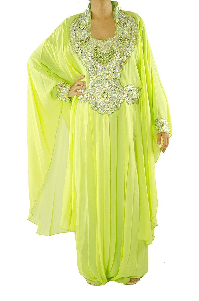 Lime Green Fancy Jilabiya Kabayare