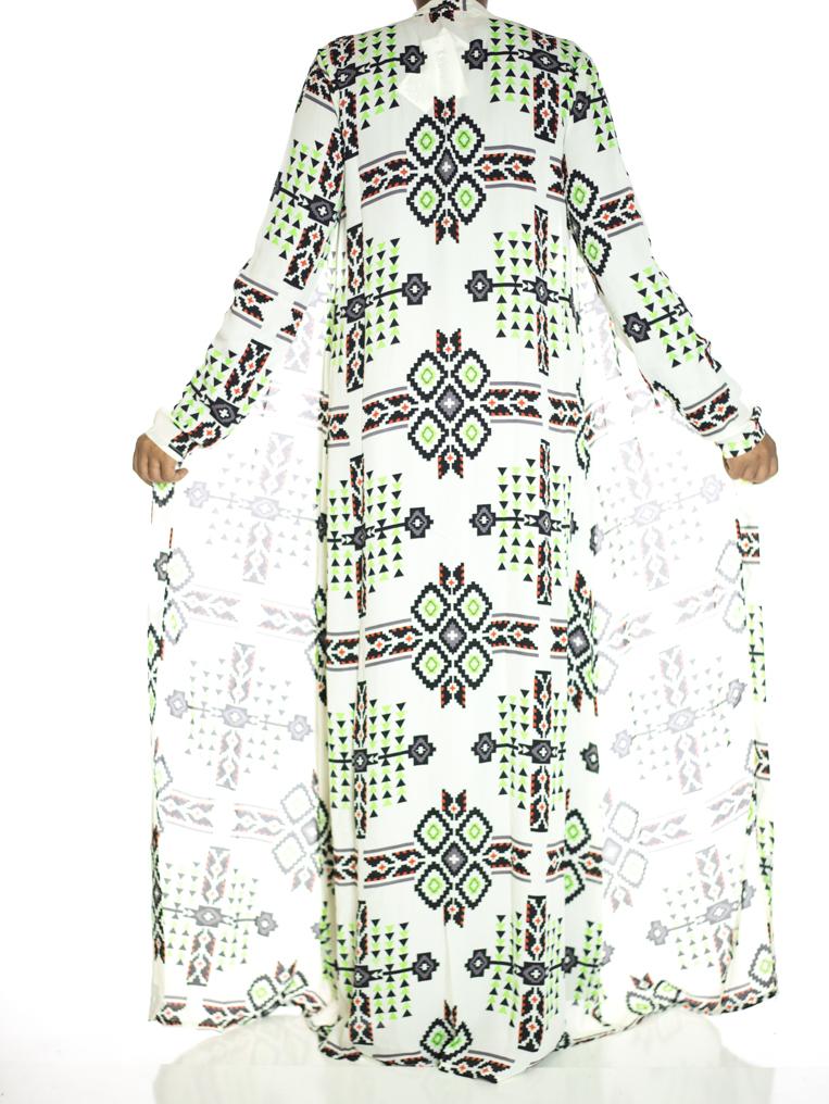 Lime Tribal Print Maxi Cardigan Kabayare