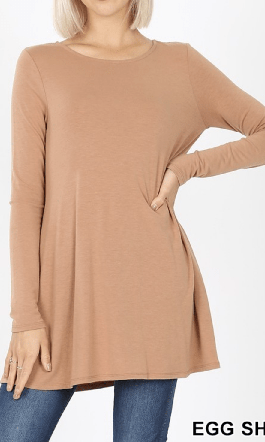 LONG SLEEVE BOAT NECK FLARED TOP Kabayare