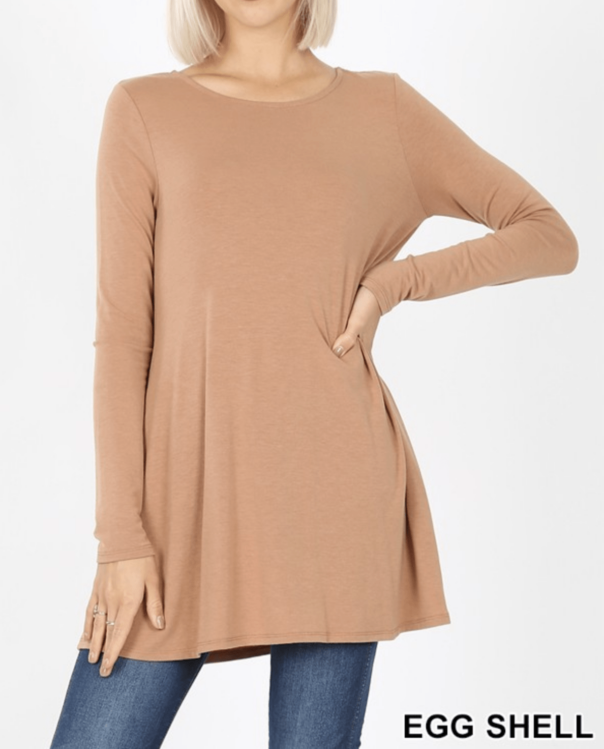 LONG SLEEVE BOAT NECK FLARED TOP Kabayare
