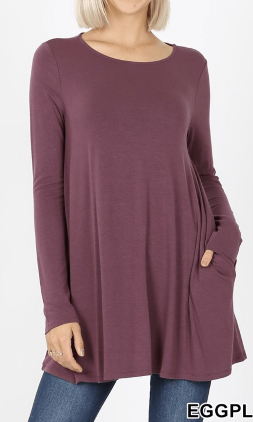 LONG SLEEVE BOAT NECK FLARED TOP Kabayare
