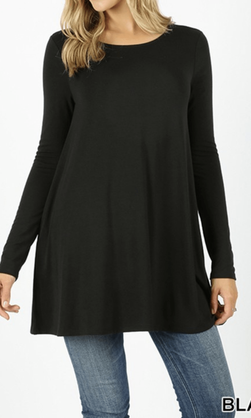 LONG SLEEVE BOAT NECK FLARED TOP Kabayare